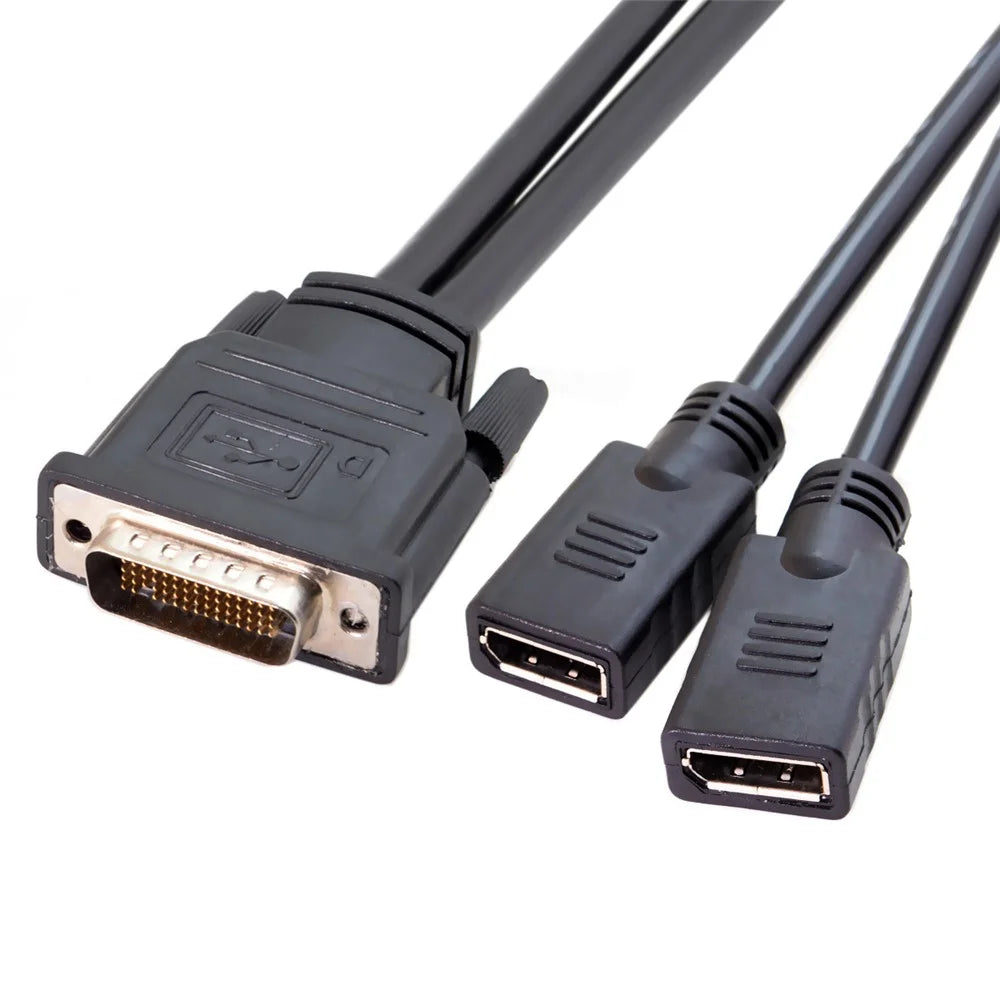 DMS-59Pin Male to Dual DP Displayport Female Splitter Extension Cable for PC Graphics Card - 3