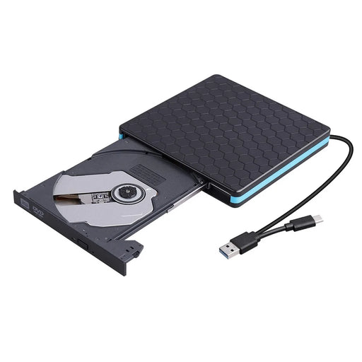 External CD DVD Drive Burner Player to USB 3.0 Type-C Portable Slim DVD/CD Rom RW Rewriter/Writer/Reader - 1