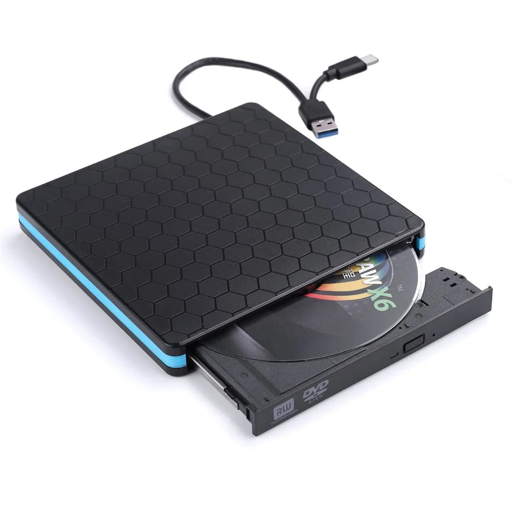External CD DVD Drive Burner Player to USB 3.0 Type-C Portable Slim DVD/CD Rom RW Rewriter/Writer/Reader - 5
