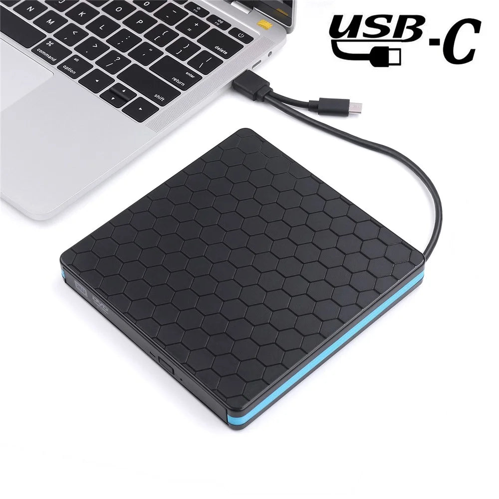 External CD DVD Drive Burner Player to USB 3.0 Type-C Portable Slim DVD/CD Rom RW Rewriter/Writer/Reader - 7