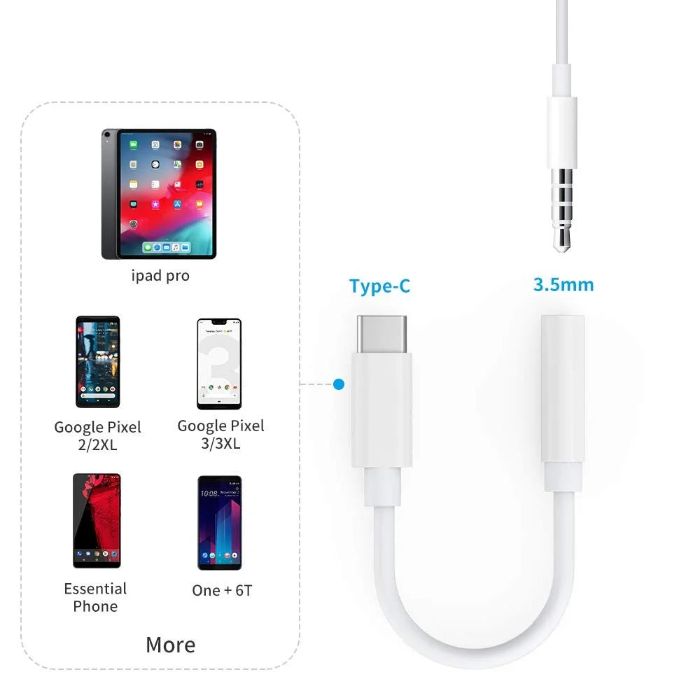 Type-C USB-C to Female 3.5mm Headphone Jack Adapter for iPad Pro 12.9-inch (2018) / Pro 11-inch (2018) / Huawei P20 / P20 Pro Etc. - 3