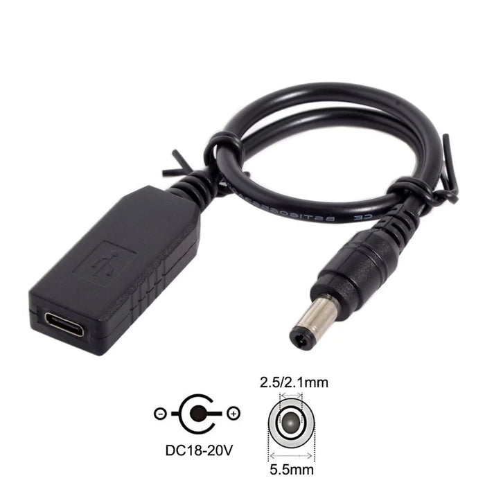 USB 3.1 Type C USB-C to DC 20V 5.5 2.5mm & 2.1mm Power Plug PD Emulator Trigger Cable for Laptop - 2