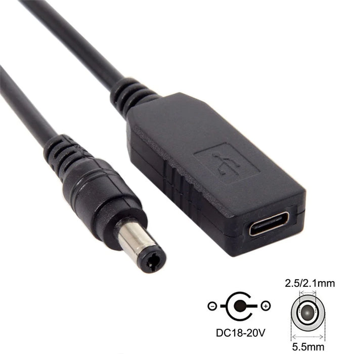 USB 3.1 Type C USB-C to DC 20V 5.5 2.5mm & 2.1mm Power Plug PD Emulator Trigger Cable for Laptop - 4