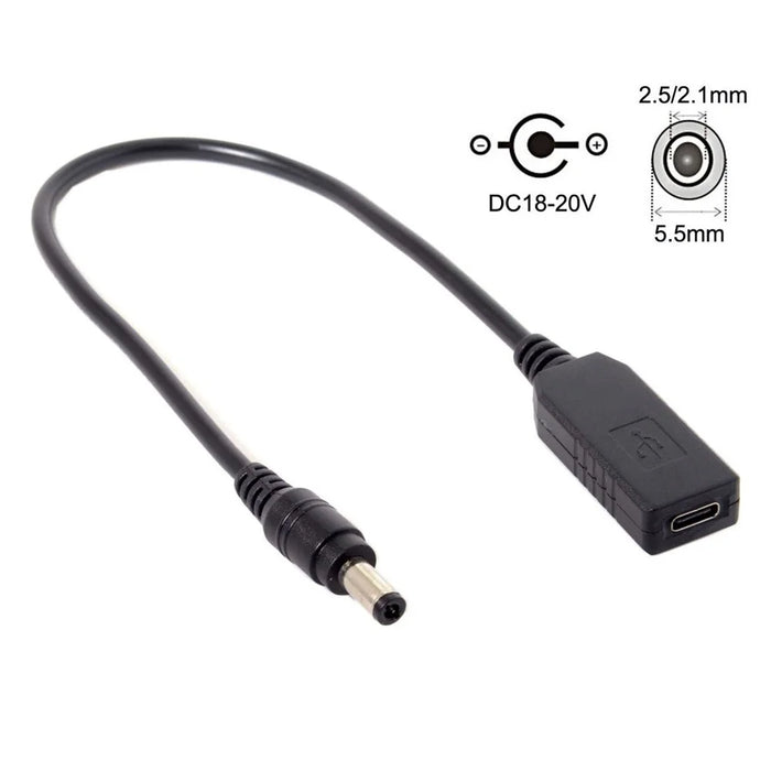 USB 3.1 Type C USB-C to DC 20V 5.5 2.5mm & 2.1mm Power Plug PD Emulator Trigger Cable for Laptop - 5