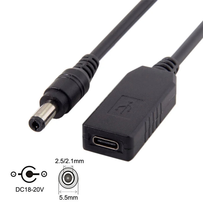 USB 3.1 Type C USB-C to DC 20V 5.5 2.5mm & 2.1mm Power Plug PD Emulator Trigger Cable for Laptop - 7