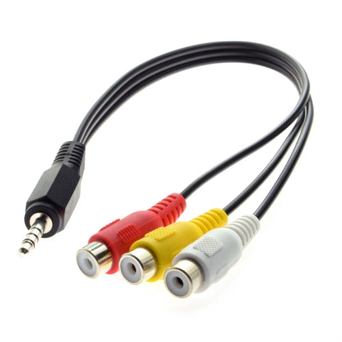 3.5mm 1/8'' Male Stereo Car AUX to 3 RCA AV Female Cord Audio Video Composite Cable - 1