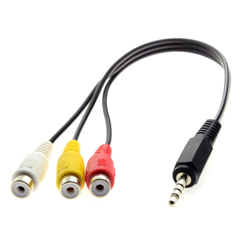 3.5mm 1/8'' Male Stereo Car AUX to 3 RCA AV Female Cord Audio Video Composite Cable - 2