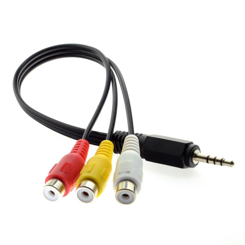 3.5mm 1/8'' Male Stereo Car AUX to 3 RCA AV Female Cord Audio Video Composite Cable - 3