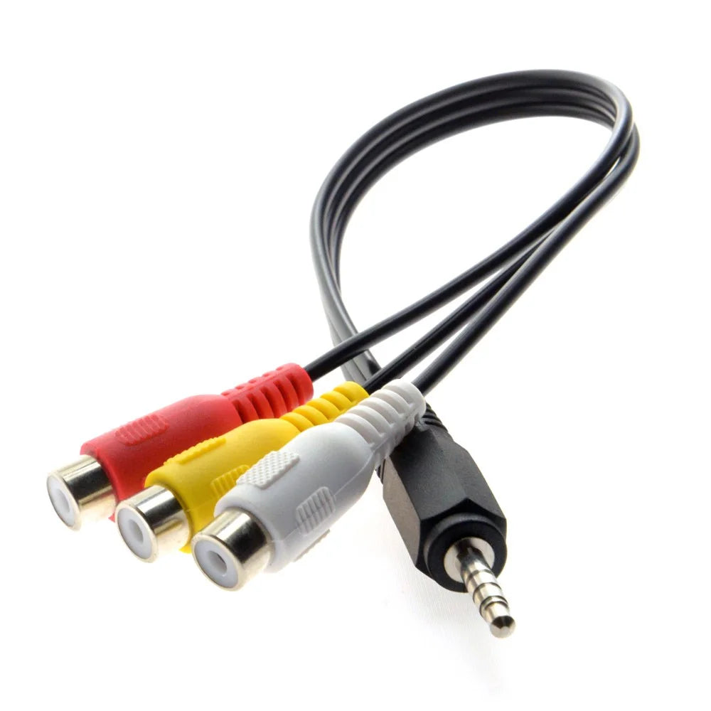 3.5mm 1/8'' Male Stereo Car AUX to 3 RCA AV Female Cord Audio Video Composite Cable - 4