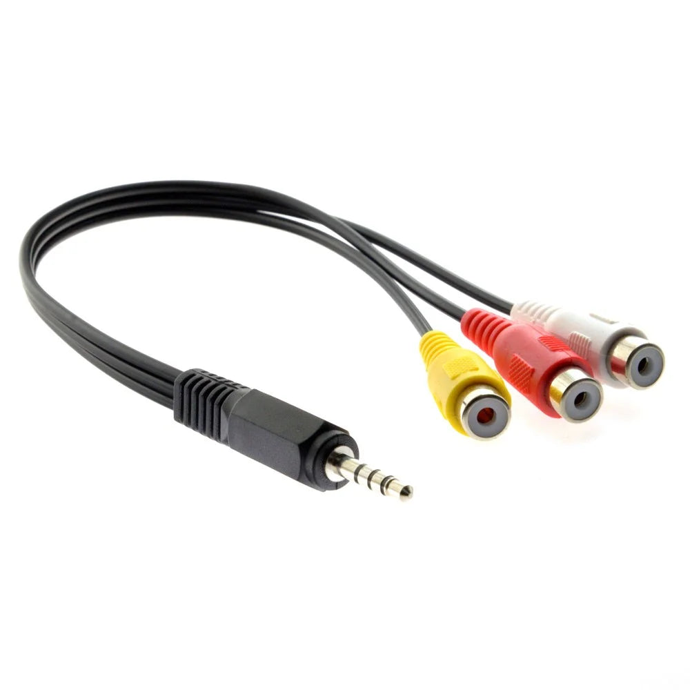 3.5mm 1/8'' Male Stereo Car AUX to 3 RCA AV Female Cord Audio Video Composite Cable - 5