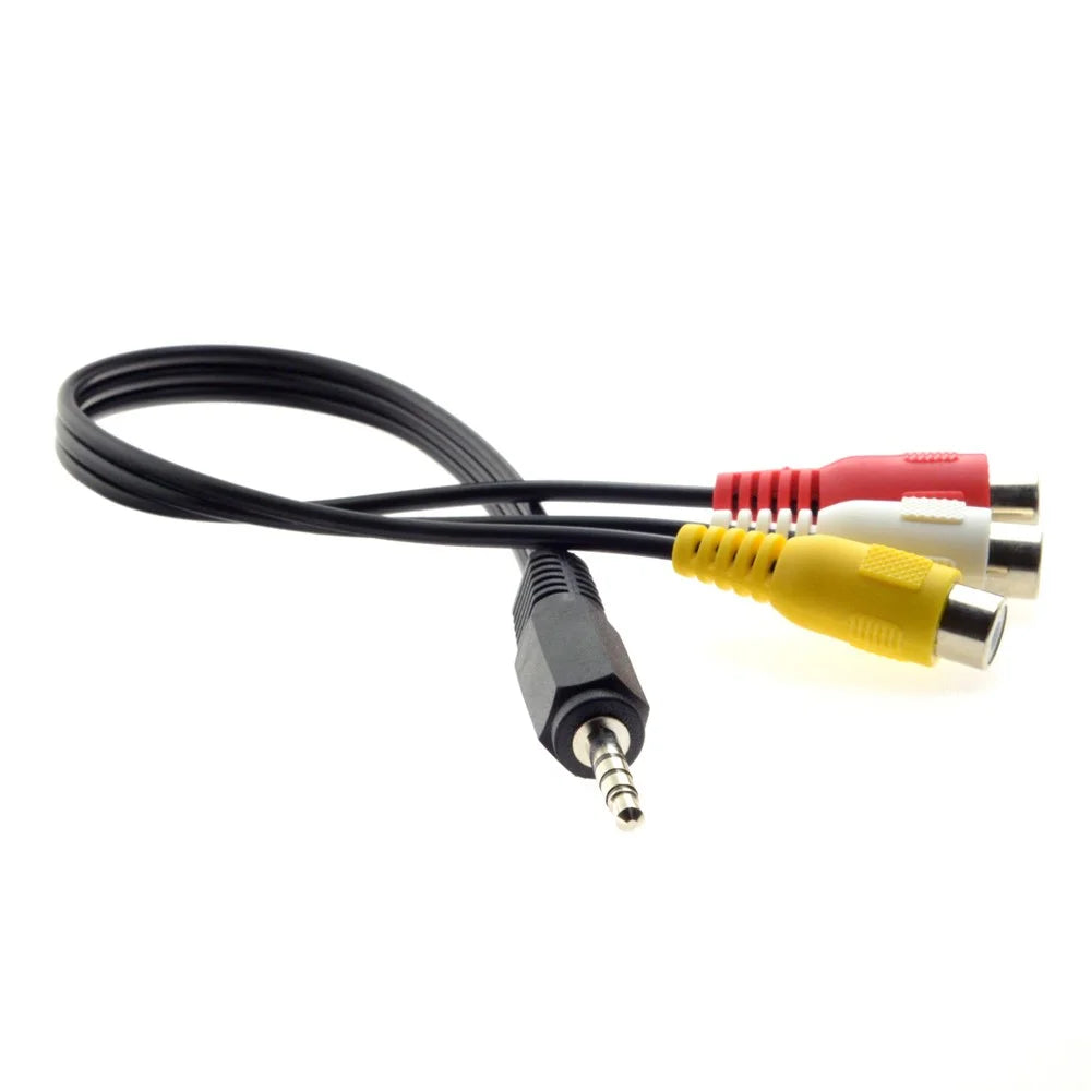 3.5mm 1/8'' Male Stereo Car AUX to 3 RCA AV Female Cord Audio Video Composite Cable - 6