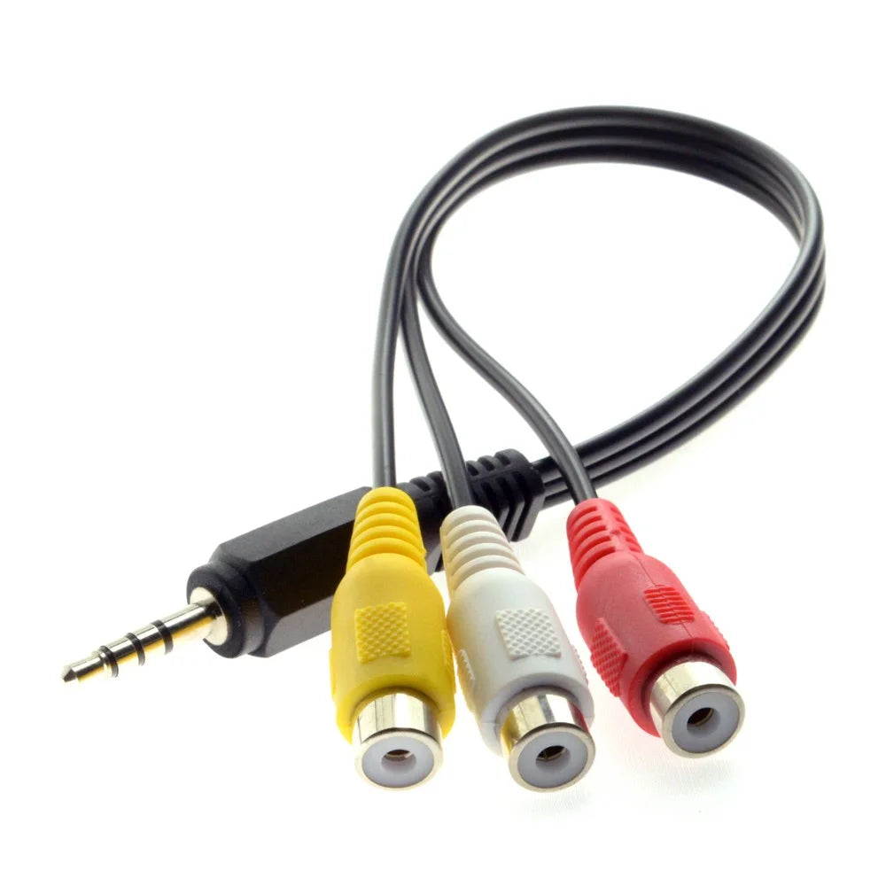3.5mm 1/8'' Male Stereo Car AUX to 3 RCA AV Female Cord Audio Video Composite Cable - 7