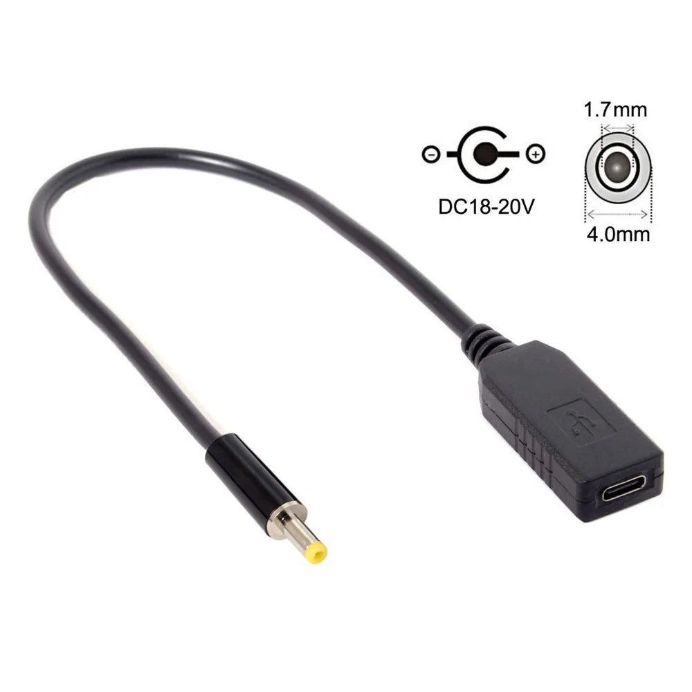 CY UC-101 USB-C Female to 4.0*1.7mm Male Power Plug PD Emulator Trigger Charge Cable - 3