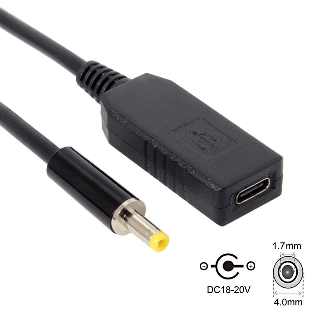CY UC-101 USB-C Female to 4.0*1.7mm Male Power Plug PD Emulator Trigger Charge Cable - 4