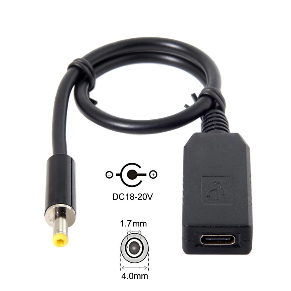 CY UC-101 USB-C Female to 4.0*1.7mm Male Power Plug PD Emulator Trigger Charge Cable - 5