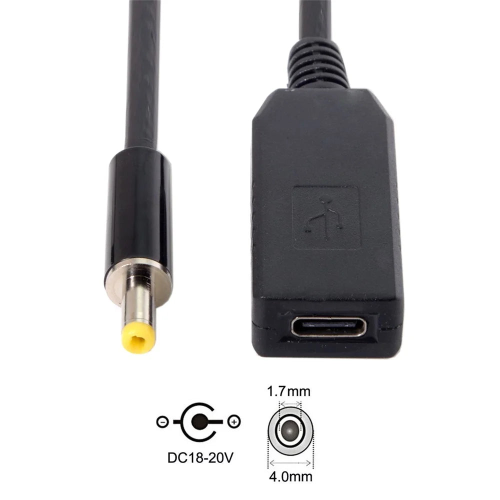 CY UC-101 USB-C Female to 4.0*1.7mm Male Power Plug PD Emulator Trigger Charge Cable - 6