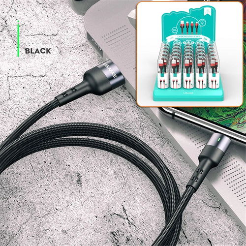 30Pcs/Set USAMS US-SJ313 U26 Type-C Data Cable Charging Cord 1m with Display Stand - Black - 1