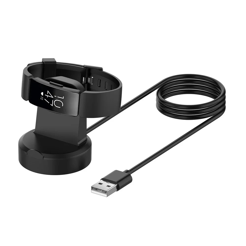 1m Smart Bracelet Charging Cable Magnetic Cradle Station Dock Holder Mount for Fitbit Inspire / Inspire HR - Black - 1