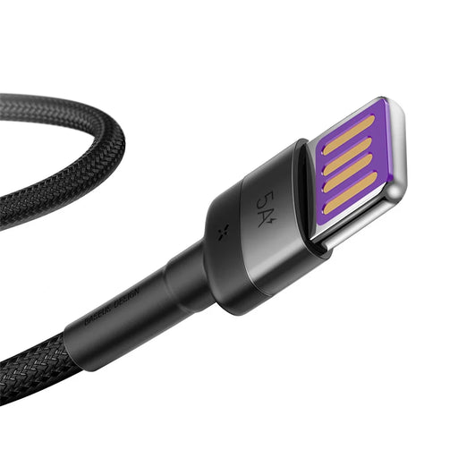 BASEUS Cafule HW Quick Charging Type-C Data Cable 40W Nylon Braided Charging Cord 1m - Grey / Black - 2