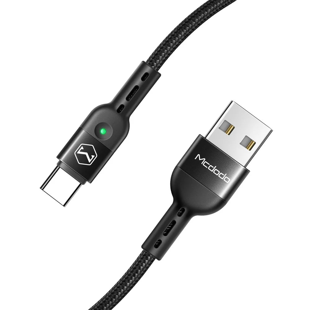 MCDODO Omega Series Retractable QC 4.0/3.0 Type-C Data Cable with LED Light 1.8m - Black - 7