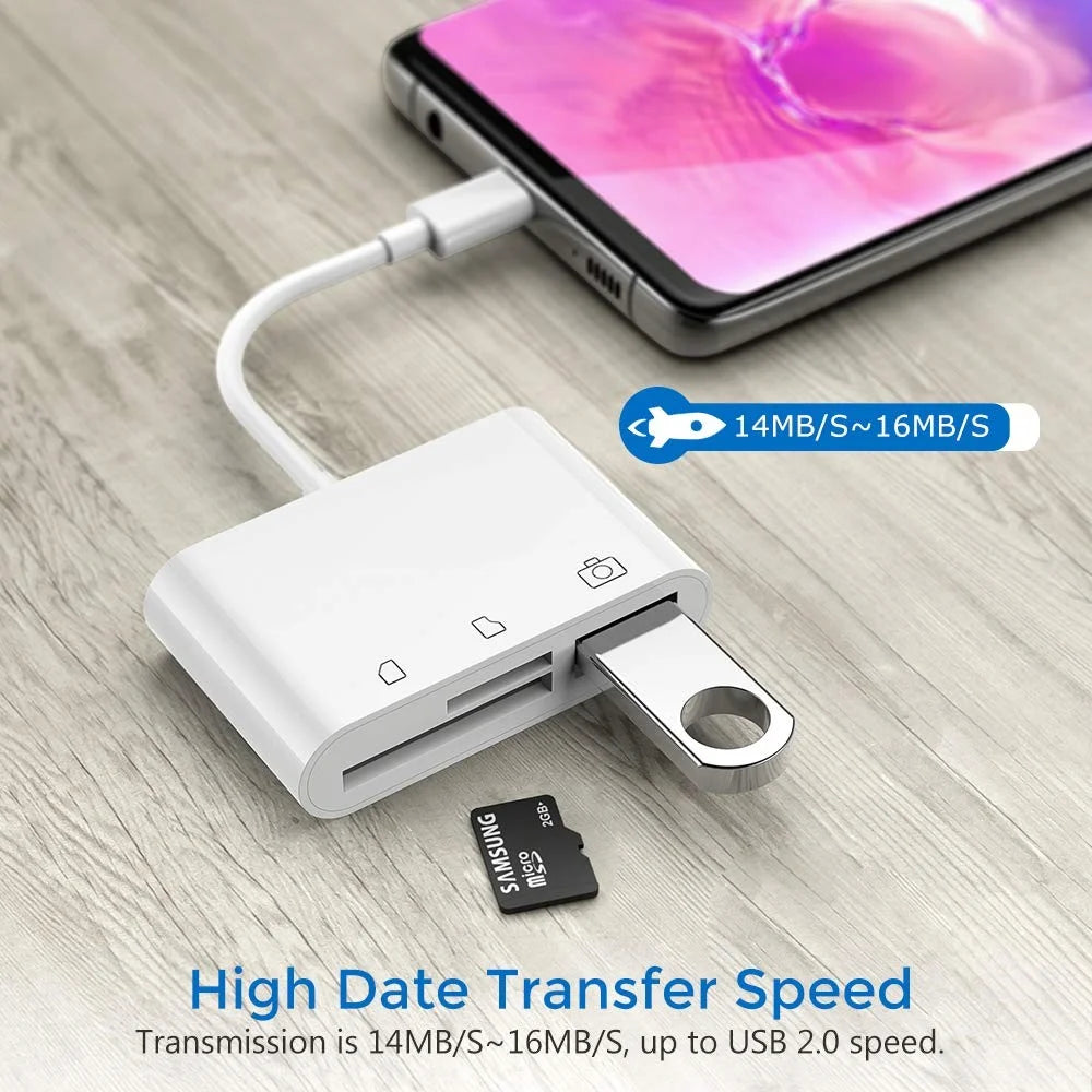 Type-C to SD/TF Card Reader USB OTG Hub Adapter - 3