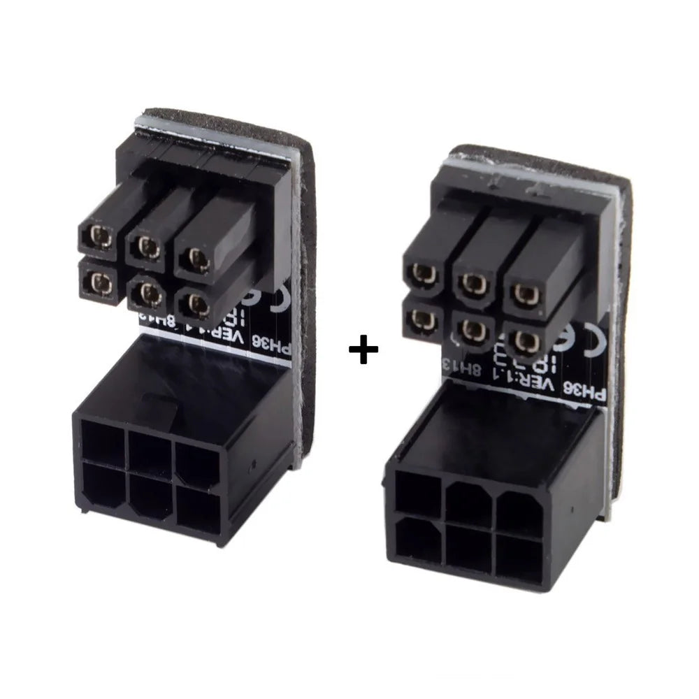 ATX 6Pin Female to 6Pin Male 180 Degree Angled Power Adapter for Desktops Graphics Card - 2