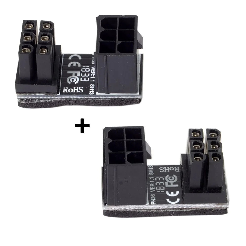 ATX 6Pin Female to 6Pin Male 180 Degree Angled Power Adapter for Desktops Graphics Card - 4