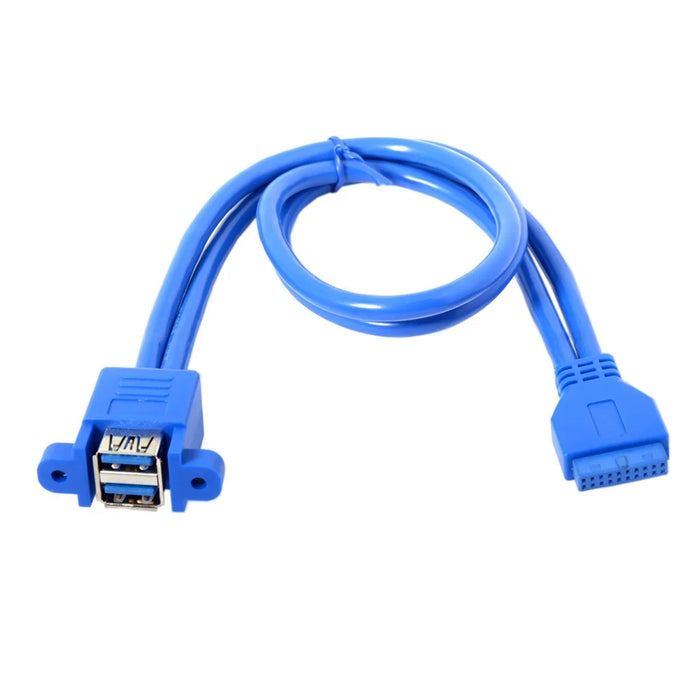 Stackable USB 3.0 Female Panel Type to Motherboard 20Pin Header Cable Dual Ports 50cm - 1