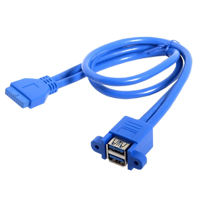 Stackable USB 3.0 Female Panel Type to Motherboard 20Pin Header Cable Dual Ports 50cm - 3