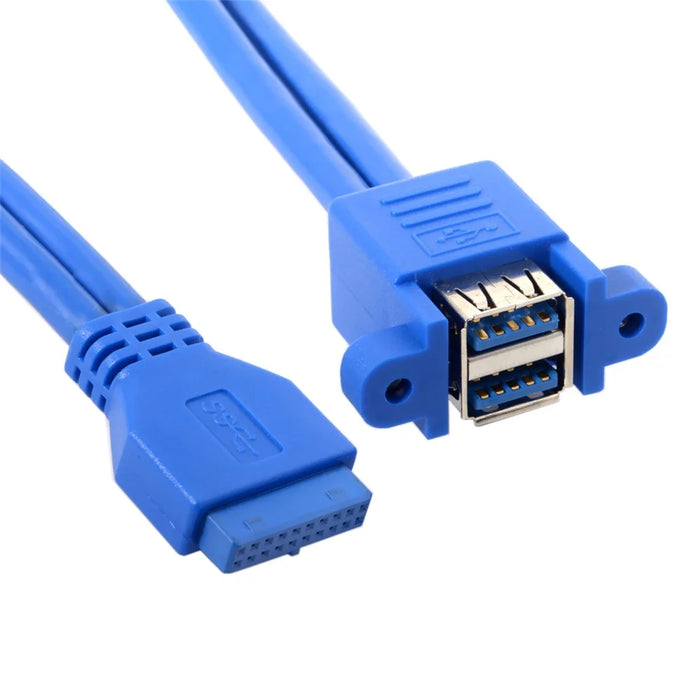 Stackable USB 3.0 Female Panel Type to Motherboard 20Pin Header Cable Dual Ports 50cm - 4