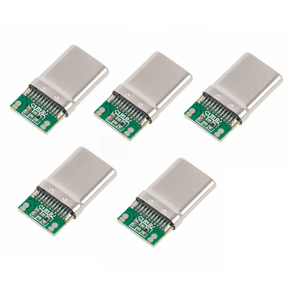 5PCS/Lot DIY 24Pin USB Type-C USB-C Male OTG Host Type 5.1k Resistor with Black Housing Cover - 5
