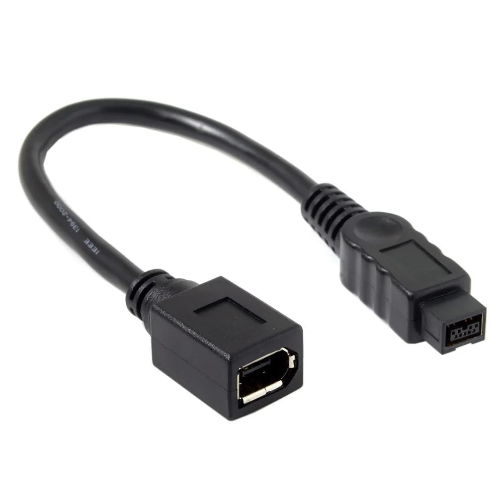 CY FW-012-BK 1394 Cable FireWire 400-to-800 Adapter Cable 6F-9M Cord 20cm - Black - 1