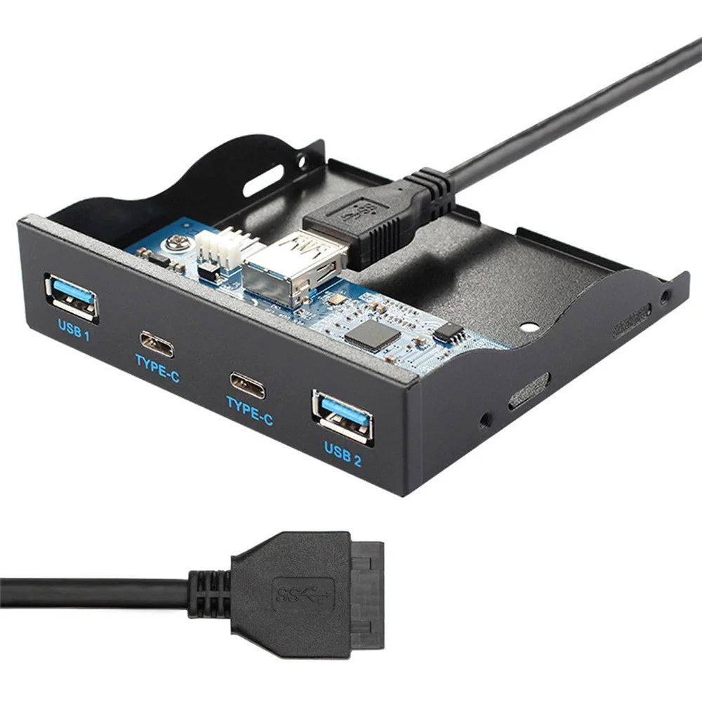 USB-C & USB 3.0 Hub 4 Ports Front Panel to Motherboard 20Pin Connector Cable for 3.5'' Floppy Bay - 1