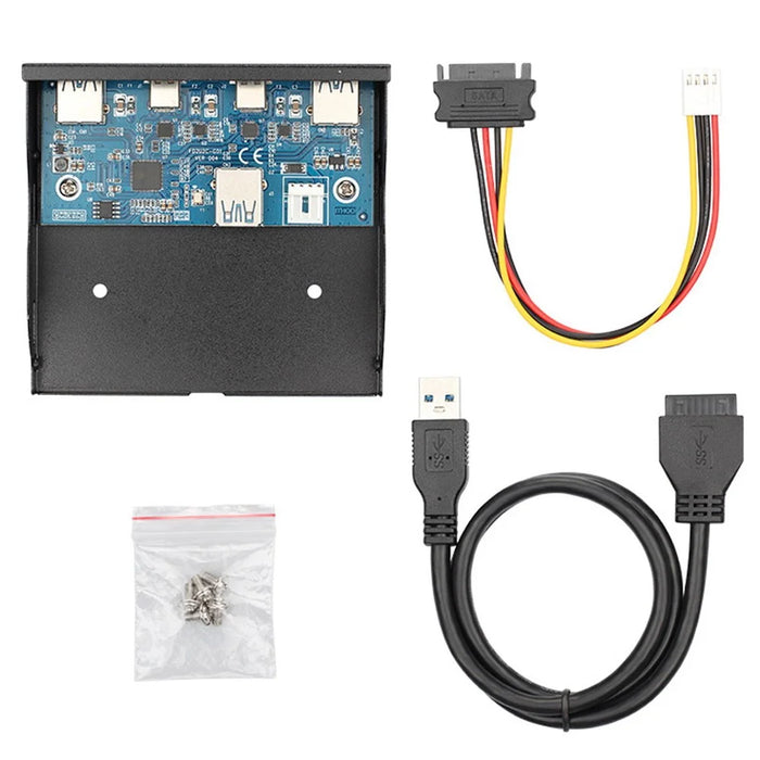 USB-C & USB 3.0 Hub 4 Ports Front Panel to Motherboard 20Pin Connector Cable for 3.5'' Floppy Bay - 3