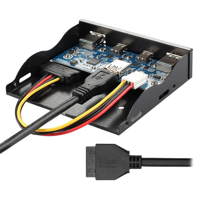 USB-C & USB 3.0 Hub 4 Ports Front Panel to Motherboard 20Pin Connector Cable for 3.5'' Floppy Bay - 5