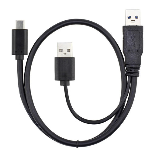 CY UC-125 USB Type-C to USB 3.0 Male & USB 2.0 Dual Power Data Y Cable for Laptop & Hard Disk - 1