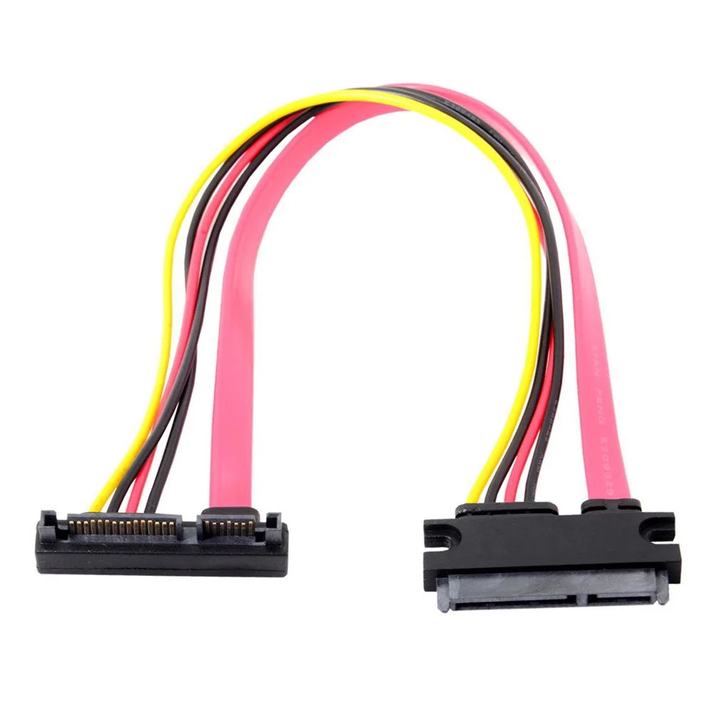 30cm SATA III 3.0 7+15 22 Pin SATA Male to Female Data Power Extension Cable - 1