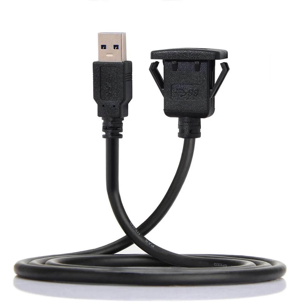 1M Waterproof Single USB 3.0 Extension Latch Mount Car AUX Cable for Dashboard Panel - 1