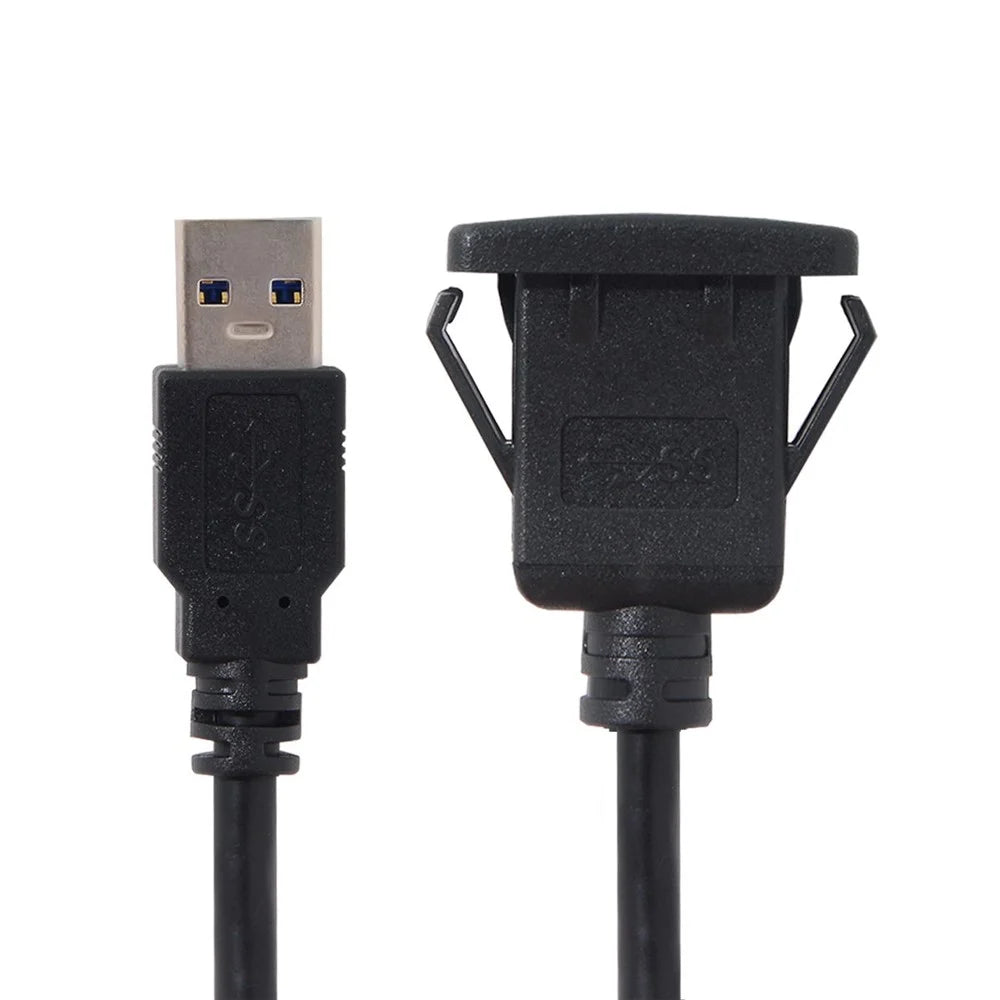 1M Waterproof Single USB 3.0 Extension Latch Mount Car AUX Cable for Dashboard Panel - 2