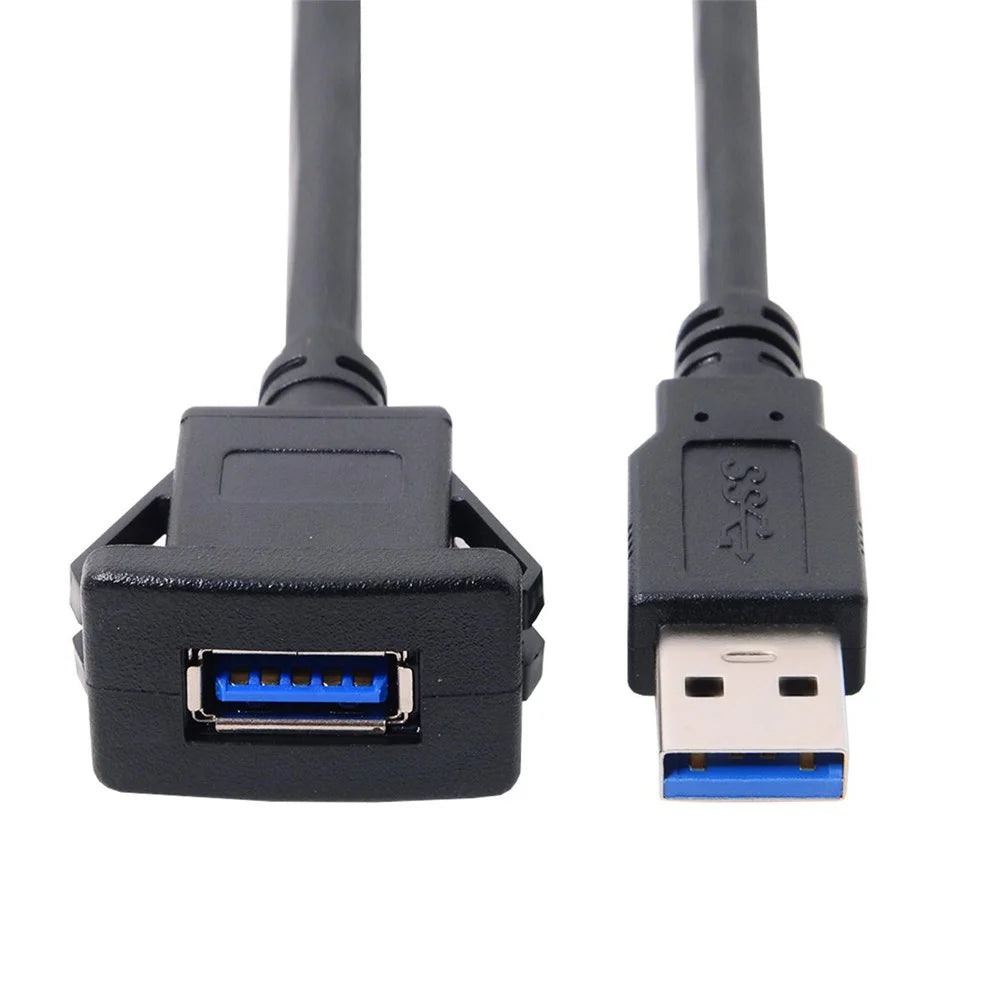 1M Waterproof Single USB 3.0 Extension Latch Mount Car AUX Cable for Dashboard Panel - 3
