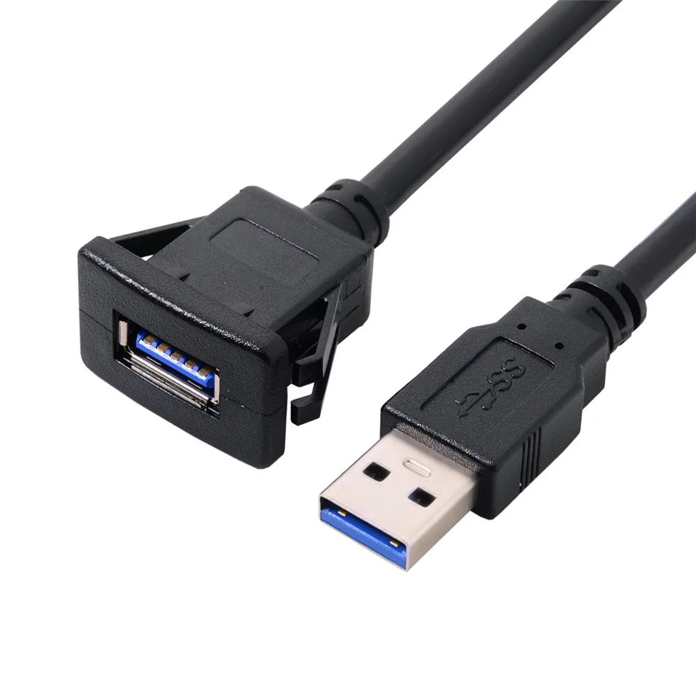1M Waterproof Single USB 3.0 Extension Latch Mount Car AUX Cable for Dashboard Panel - 4