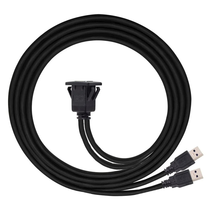 1M Waterproof Dual USB 3.0 Extension Latch Mount Car AUX Cable for Dashboard Panel - 5