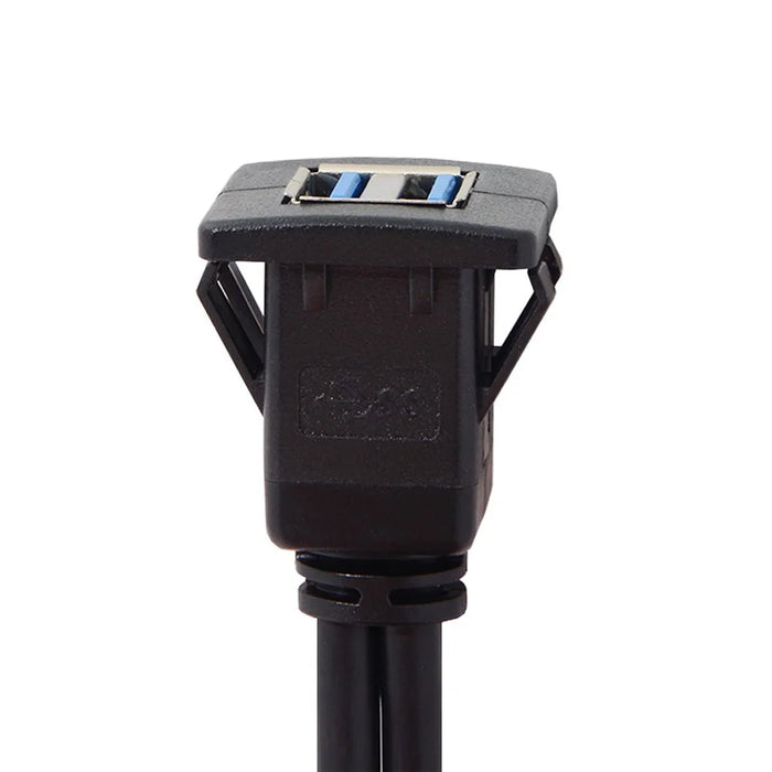 1M Waterproof Dual USB 3.0 Extension Latch Mount Car AUX Cable for Dashboard Panel - 7