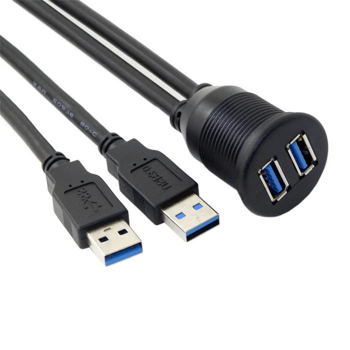 1M Waterproof Dual USB 3.0 Extension AUX Flush Mount Car Mount Extension Cable for Dashboard Panel - 4