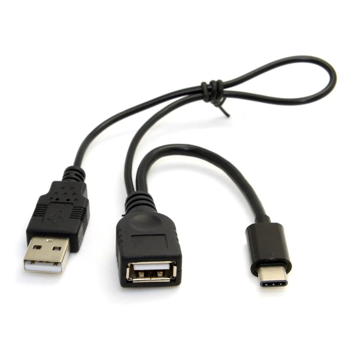 USB 3.1 Type-C to USB 2.0 Female OTG Data Cable with Extral Power - Black - 6