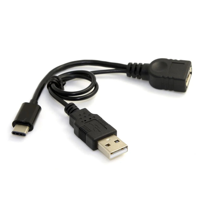 USB 3.1 Type-C to USB 2.0 Female OTG Data Cable with Extral Power - Black - 7