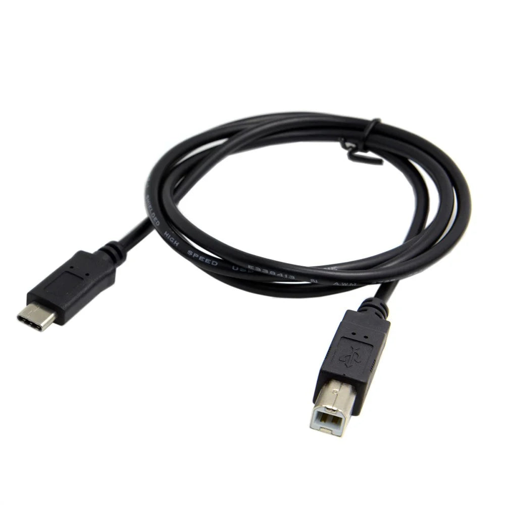 USB-C USB 3.1 Type C Male Connector to USB 2.0 B Type Male Data Cable for Cell Phone & Macbook & Laptop - 1