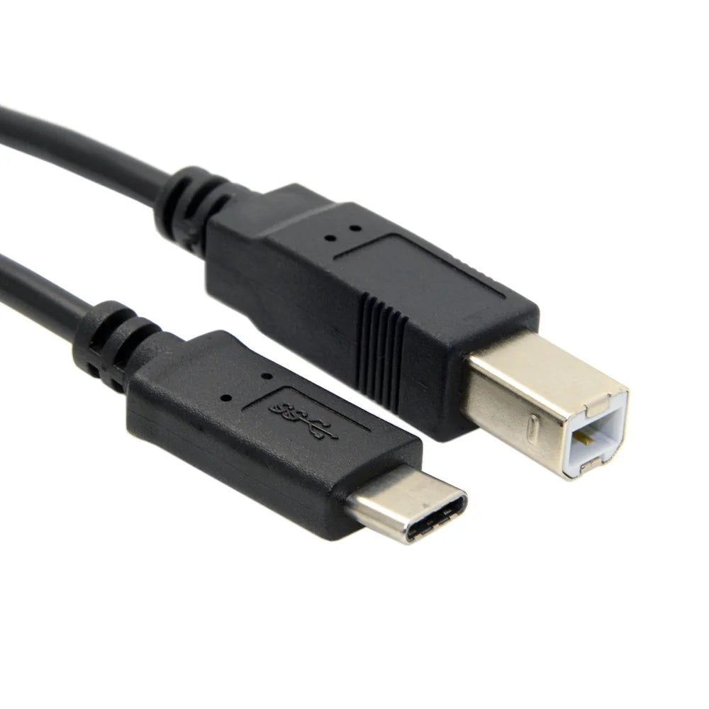 USB-C USB 3.1 Type C Male Connector to USB 2.0 B Type Male Data Cable for Cell Phone & Macbook & Laptop - 3