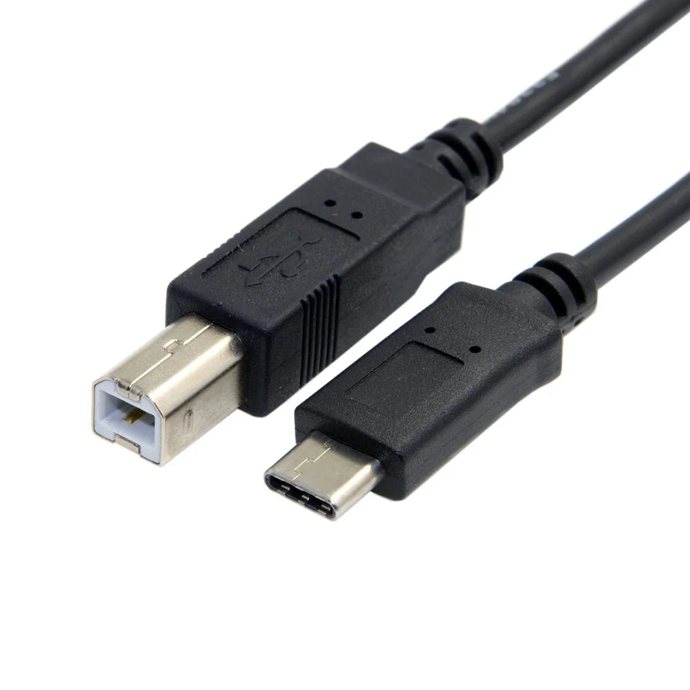 USB-C USB 3.1 Type C Male Connector to USB 2.0 B Type Male Data Cable for Cell Phone & Macbook & Laptop - 6