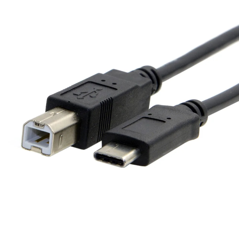 USB-C USB 3.1 Type C Male Connector to USB 2.0 B Type Male Data Cable for Cell Phone & Macbook & Laptop - 7
